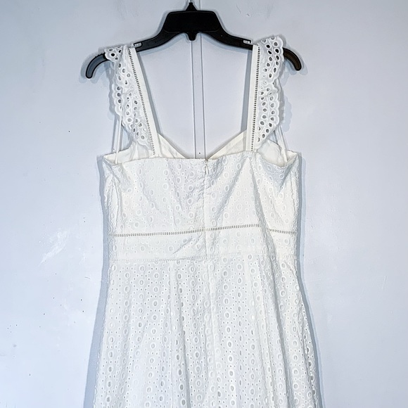 Parker Genevieve Long Eyelet MIDI Dress in Ivory - Picture 7 of 12